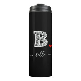 Retro Sketch Monogram Letter B, Thermal Tumbler Thermosbeker