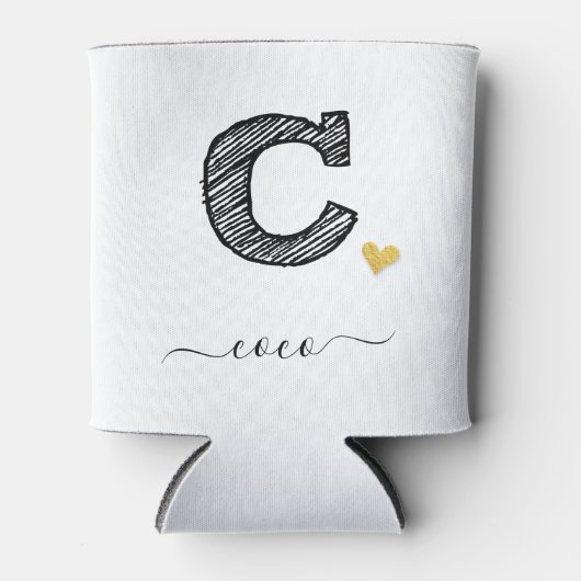 Retro Sketch Monogram Letter C, Koelbox Blikjeskoeler (Voorkant)