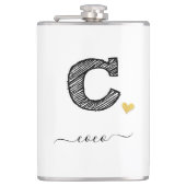 Retro Sketch Monogram Letter C, Kolf Heupfles (Voorkant)