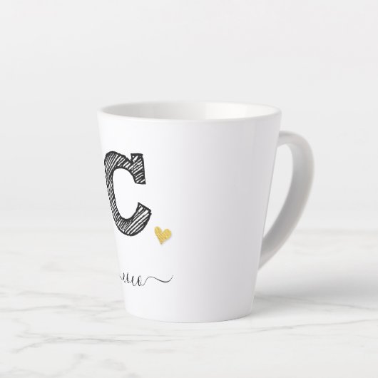 Retro Sketch Monogram Letter C, Latte Mok (Rechterhoek)
