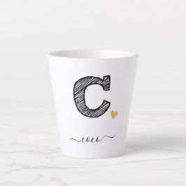 Retro Sketch Monogram Letter C, Latte Mok