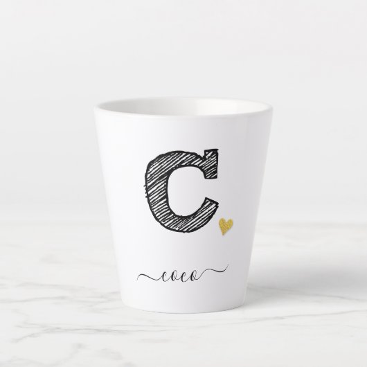 Retro Sketch Monogram Letter C, Latte Mok (Voorkant)