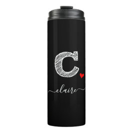 Retro Sketch Monogram Letter C, Thermal Tumbler Thermosbeker