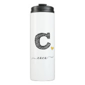 Retro Sketch Monogram Letter C, Thermal Tumbler Thermosbeker (Voorkant)