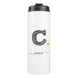 Retro Sketch Monogram Letter C, Thermal Tumbler Thermosbeker