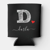 Retro Sketch Monogram Letter D, Koelbox Blikjeskoeler (Voorkant)