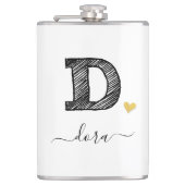 Retro Sketch Monogram Letter D, kolf Heupfles (Voorkant)