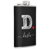 Retro Sketch Monogram Letter D, kolf Heupfles (Rechts)