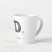 Retro Sketch Monogram Letter D, Latte Mok (Rechterhoek)