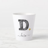 Retro Sketch Monogram Letter D, Latte Mok (Voorkant)