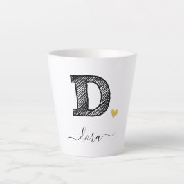 Retro Sketch Monogram Letter D, Latte Mok