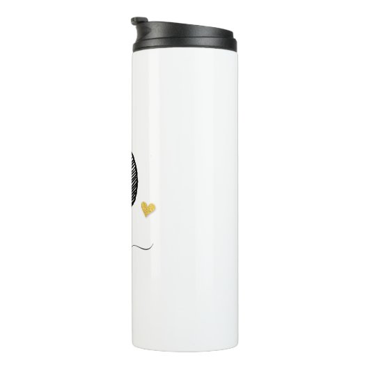 Retro Sketch Monogram Letter D, Thermal Tumbler Thermosbeker (Geroteerd rechts)