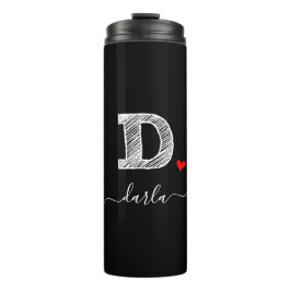Retro Sketch Monogram Letter D, Thermal Tumbler Thermosbeker