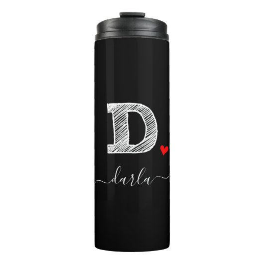 Retro Sketch Monogram Letter D, Thermal Tumbler Thermosbeker (Voorkant)