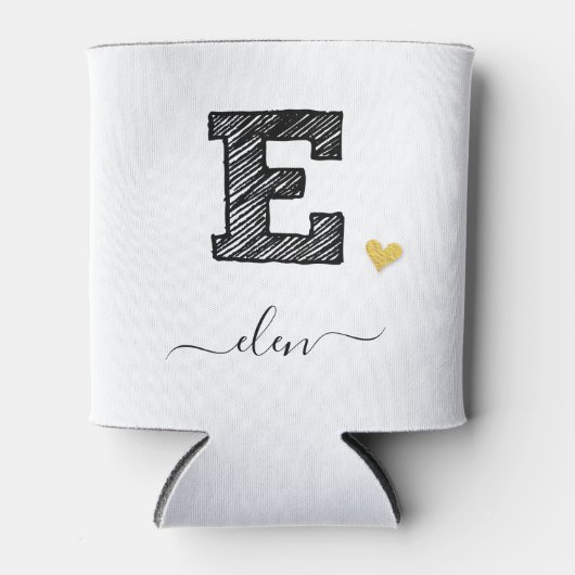 Retro Sketch Monogram Letter E, Koelbox Blikjeskoeler (Voorkant)
