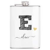 Retro Sketch Monogram Letter E, Kolf Heupfles (Voorkant)