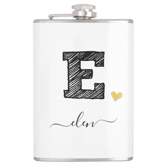 Retro Sketch Monogram Letter E, Kolf Heupfles (Voorkant)