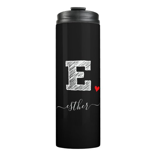 Retro Sketch Monogram Letter E, Thermal Tumbler Thermosbeker (Voorkant)
