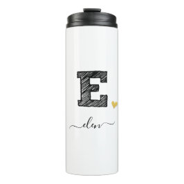 Retro Sketch Monogram Letter E, Thermal Tumbler Thermosbeker