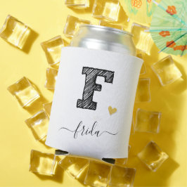 Retro Sketch Monogram Letter F, Koelbox Blikjeskoeler