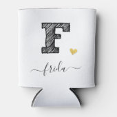 Retro Sketch Monogram Letter F, Koelbox Blikjeskoeler (Voorkant)