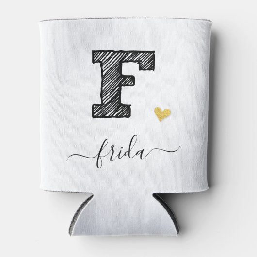 Retro Sketch Monogram Letter F, Koelbox Blikjeskoeler (Voorkant)