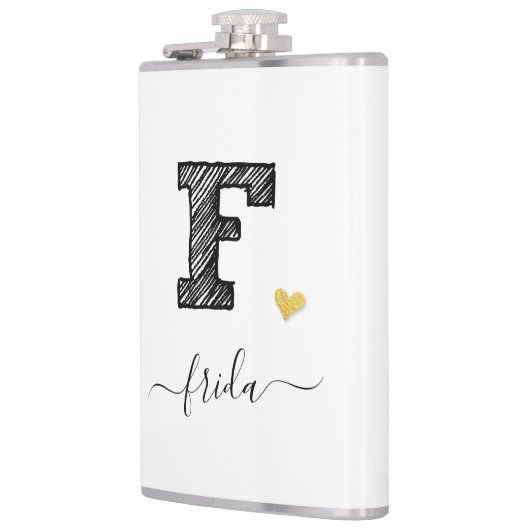 Retro Sketch Monogram Letter F, kolf Heupfles (Links)