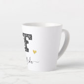 Retro Sketch Monogram Letter F, Latte Mok (Rechterhoek)