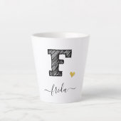 Retro Sketch Monogram Letter F, Latte Mok (Voorkant)