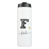 Retro Sketch Monogram Letter F, Thermal Tumbler Thermosbeker (Voorkant)