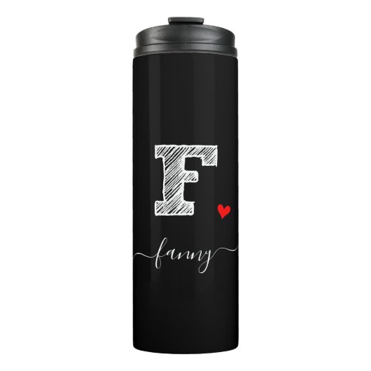Retro Sketch Monogram Letter F, Thermal Tumbler Thermosbeker (Voorkant)