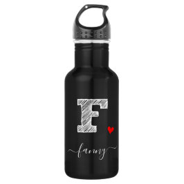 Retro Sketch Monogram Letter F, Water Fles