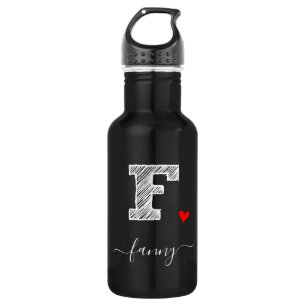 Retro Sketch Monogram Letter F, Water Fles