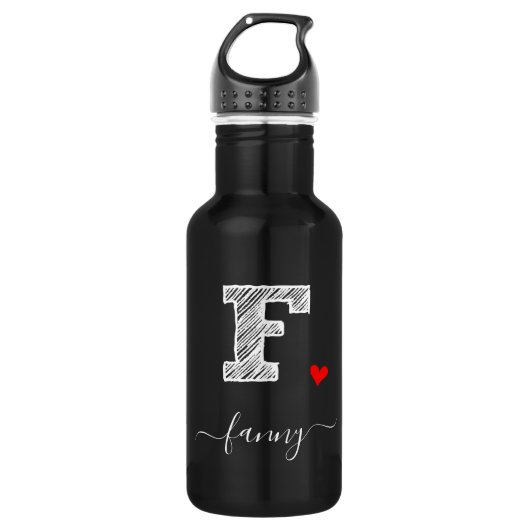 Retro Sketch Monogram Letter F, Water Fles (Voorkant)