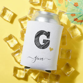 Retro Sketch Monogram Letter G, Koelbox Blikjeskoeler