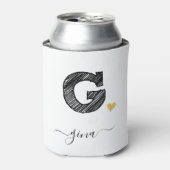Retro Sketch Monogram Letter G, Koelbox Blikjeskoeler (Blikje Voorkant)