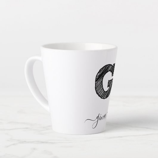 Retro Sketch Monogram Letter G, Latte Mok (Linkerhoek)
