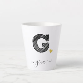 Retro Sketch Monogram Letter G, Latte Mok