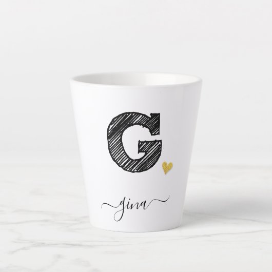 Retro Sketch Monogram Letter G, Latte Mok (Voorkant)