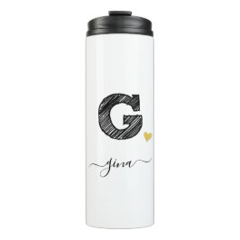Retro Sketch Monogram Letter G, Thermal Tumbler Thermosbeker