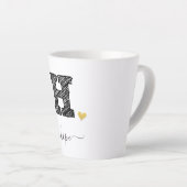 Retro Sketch Monogram Letter H, Latte Mok (Rechterhoek)