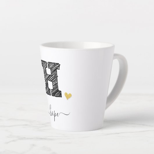 Retro Sketch Monogram Letter H, Latte Mok (Rechterhoek)