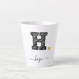 Retro Sketch Monogram Letter H, Latte Mok