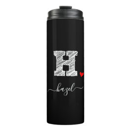 Retro Sketch Monogram Letter H, Thermal Tumbler Thermosbeker