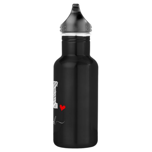 Retro Sketch Monogram Letter H, Waterflesje Waterfles (Rechts)