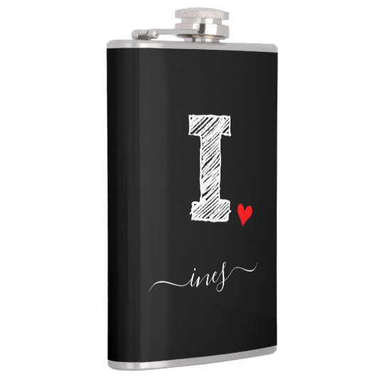 Retro Sketch Monogram Letter I, Flask Heupfles (Rechts)