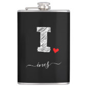 Retro Sketch Monogram Letter I, Flask Heupfles (Voorkant)