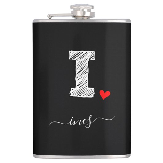 Retro Sketch Monogram Letter I, Flask Heupfles (Voorkant)
