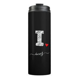 Retro Sketch Monogram Letter I, Thermal Tumbler Thermosbeker