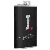 Retro Sketch Monogram Letter J, Flask Heupfles (Rechts)